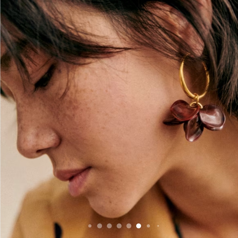 Sezane Flora Gold and Brown Floral Earrings